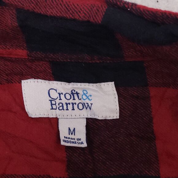 Croft & Barrow Buffalo Check Flannel Button Up Shirt Mens Size Medium M Red - Picture 3 of 10